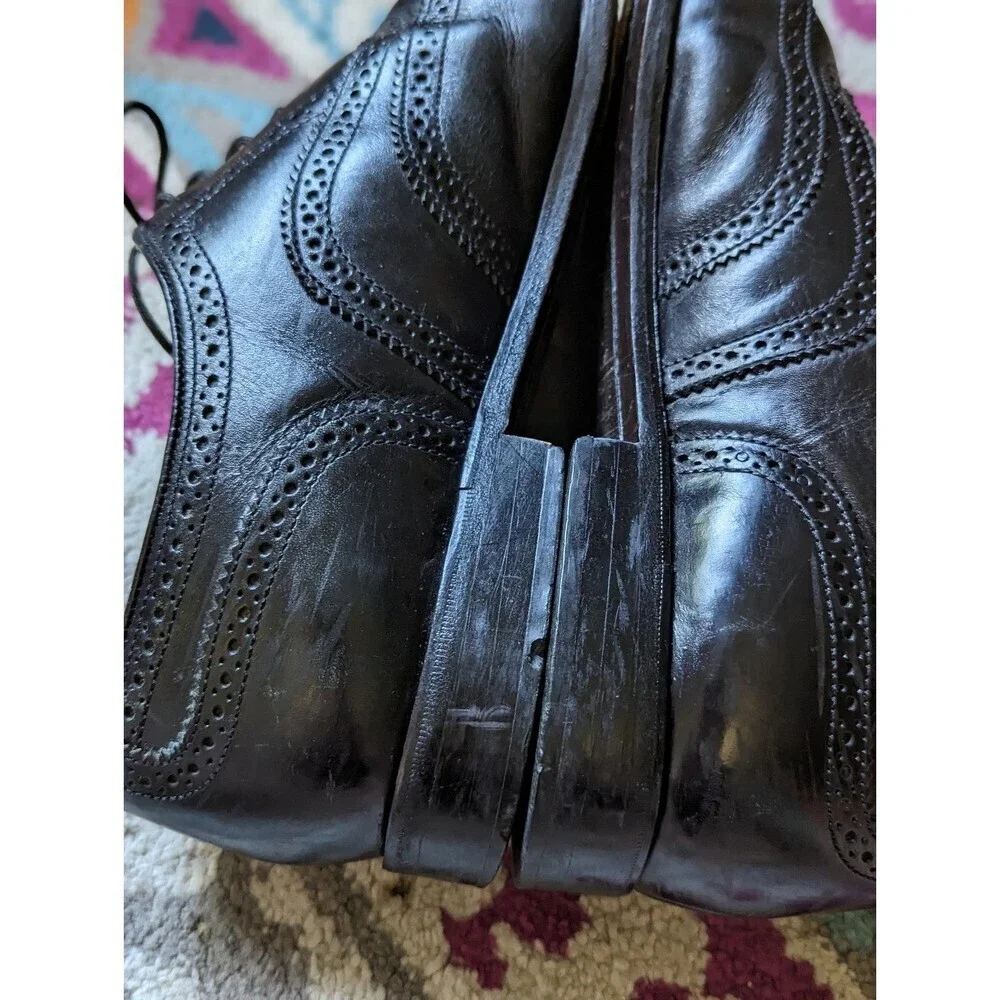 Old‎ Money Quiet Luxury Black Wingtip Oxford Shoes Oakton Leather Men's 12D